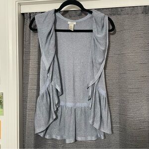 Y2K Cache Boho Ruffle Cardigan Open Knit Size XS Flowy Feminine Fairy Core